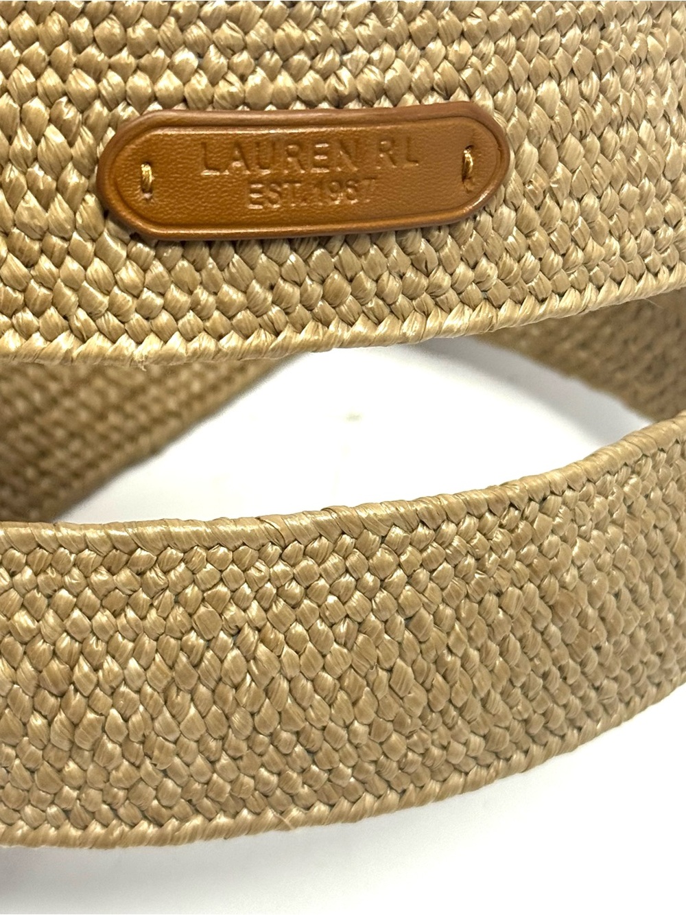 NEW Lauren Ralph Lauren Woven Stretch Raffia Belt Leather O Ring Buckle Women M - Picture 5 of 6